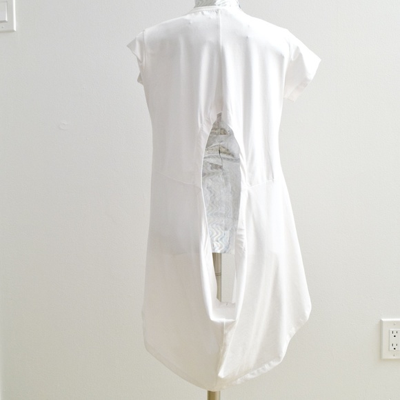 NEW MONTE CERVINO White High Low Cut-out Mirrored Dress | Size M - Picture 7 of 8